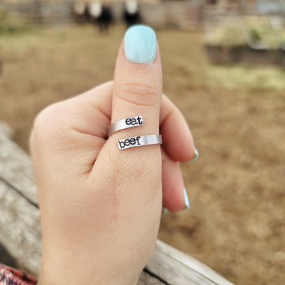 Eat Beef Thin Wrap Ring