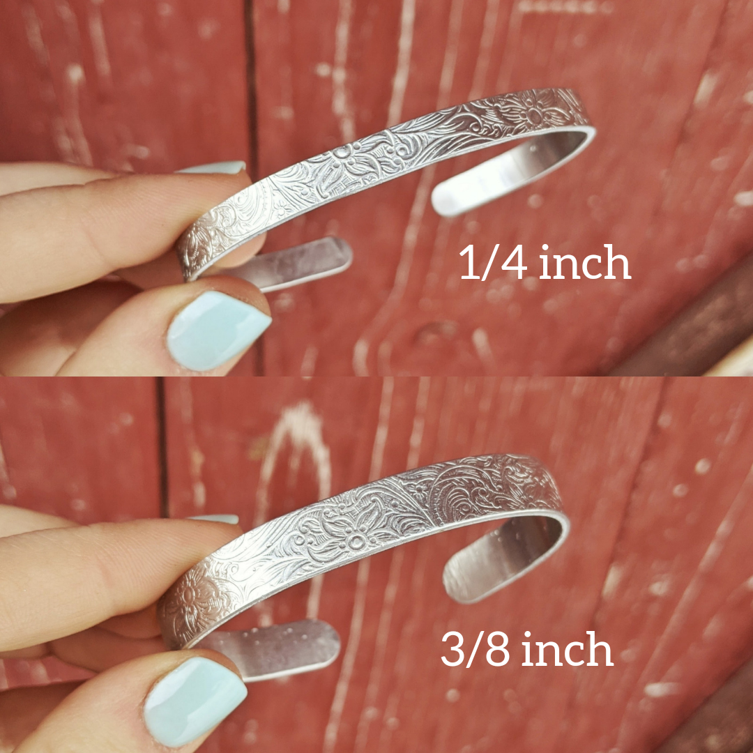Tarnished Paisley Floral Print Silver Bracelet