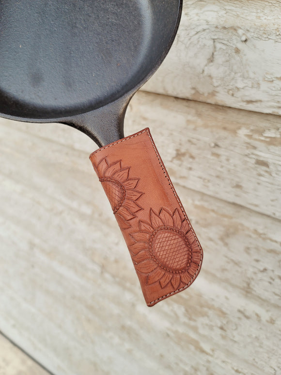 Sunflowers Cast Iron Pan Handle Cover – Wall Leather Co.