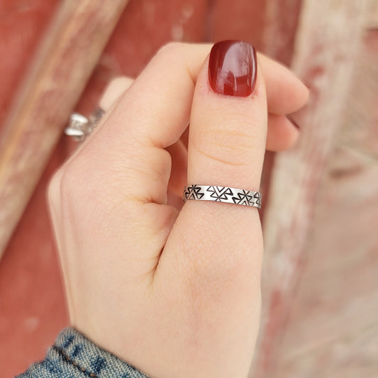 Aztec Print Stacker Ring