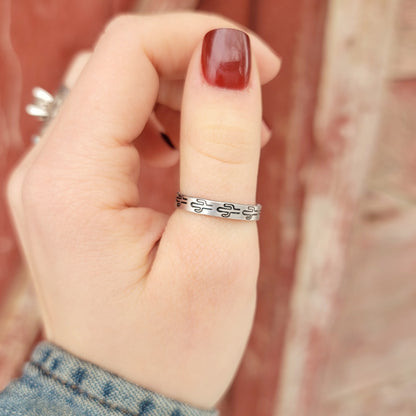 Cactus Print Stacker Ring