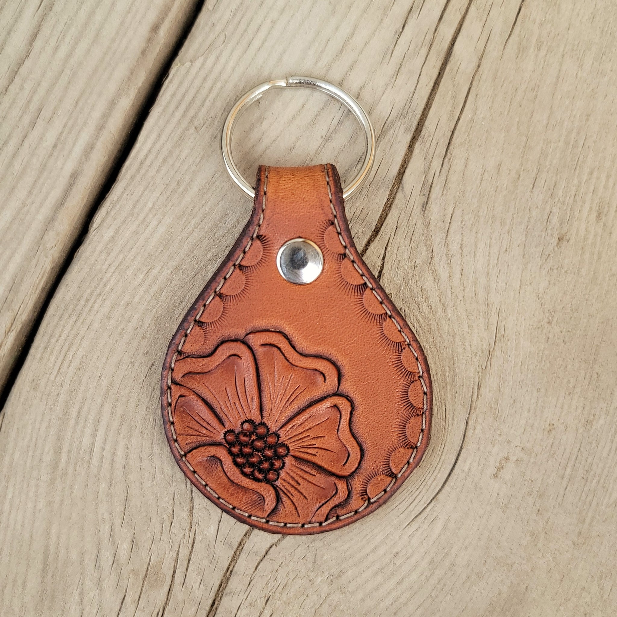 Floral Round Leather Keychain – Wall Leather Co.