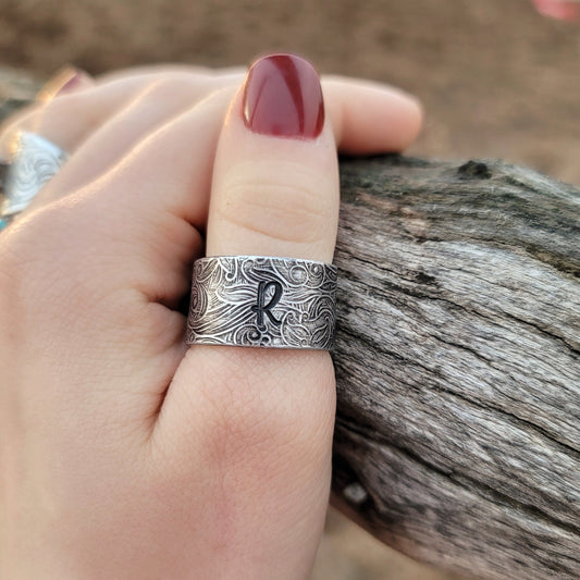 Paisley Initial Ring