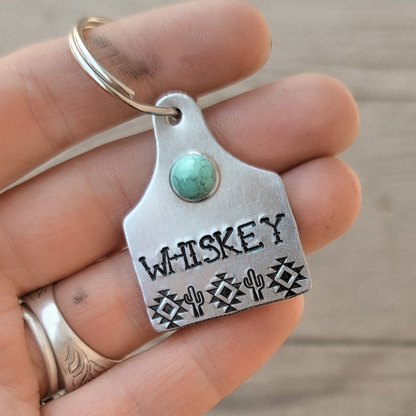 Aztec Cactus Cattle Tag Custom Pet ID Tag