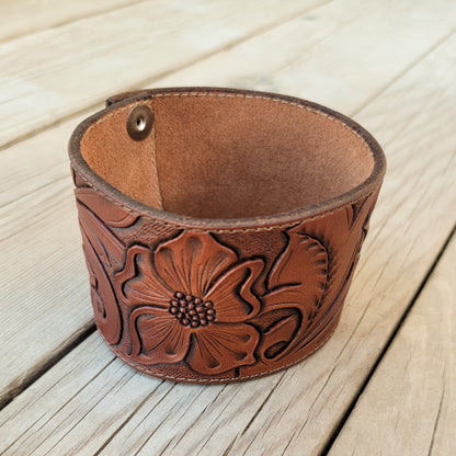 Floral Leather Coffee Sleeve