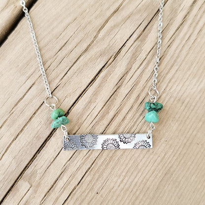 Bar Necklace with Turquoise