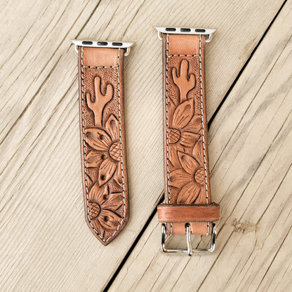 Sunflower & Cactus Leather Smart Watch Band