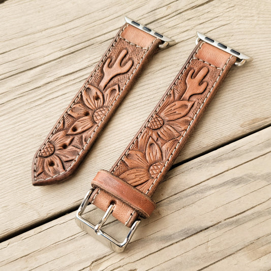Sunflower & Cactus Leather Smart Watch Band