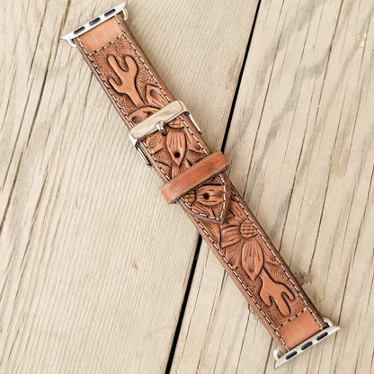 Sunflower & Cactus Leather Smart Watch Band