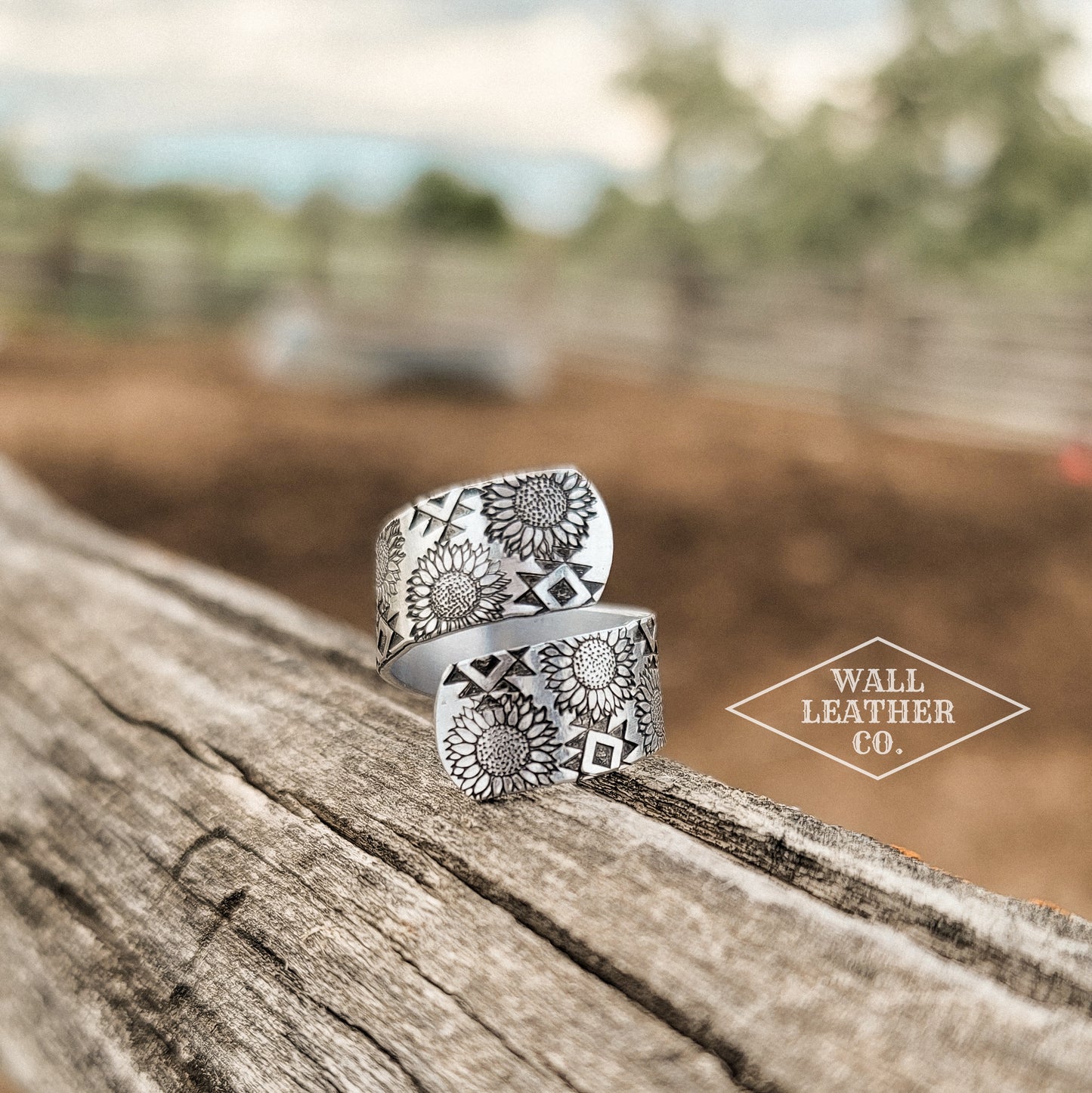 Aztec Sunflower Western Wrap Ring