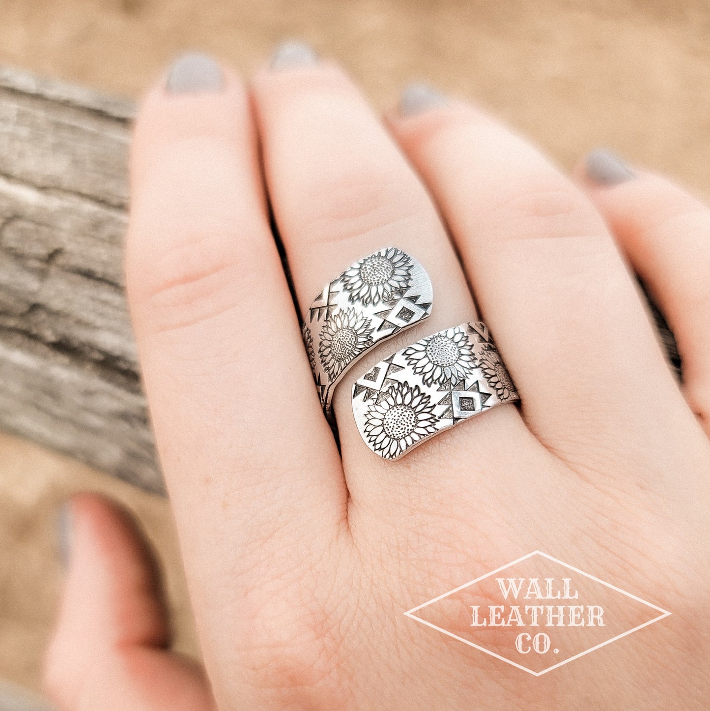 Aztec Sunflower Western Wrap Ring