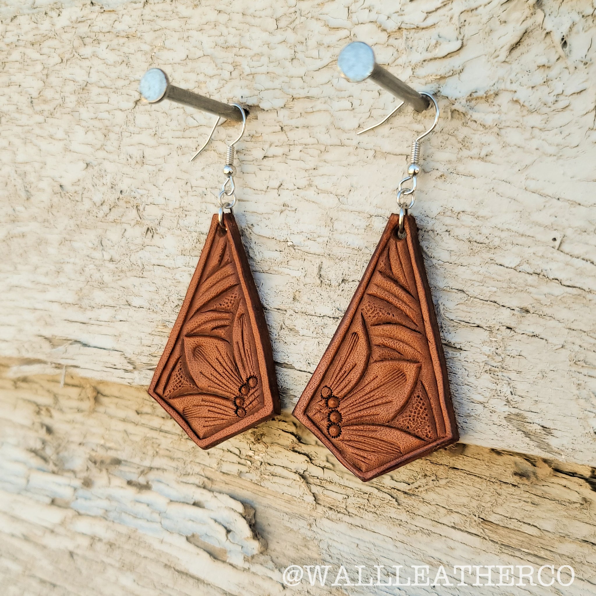 Leather Earrings  Petal Design  Ansgar Leather Co