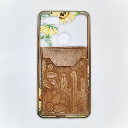 Sunflower & Cactus Leather Phone Wallet