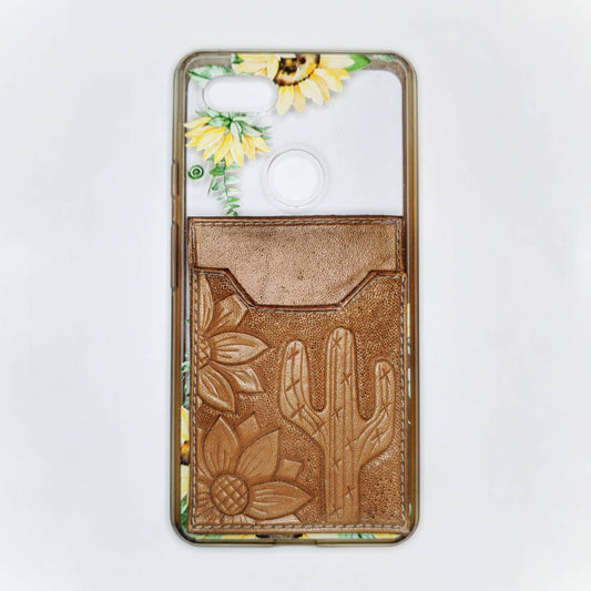 Sunflower & Cactus Leather Phone Wallet
