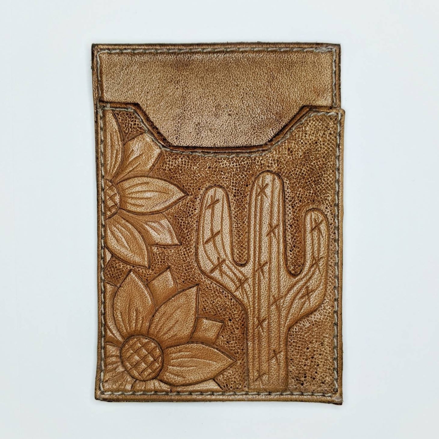 Sunflower & Cactus Leather Phone Wallet