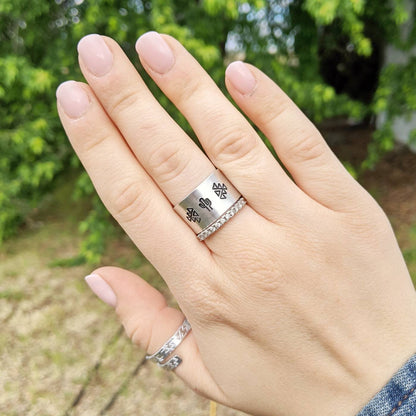 Wide Aztec Cactus Ring