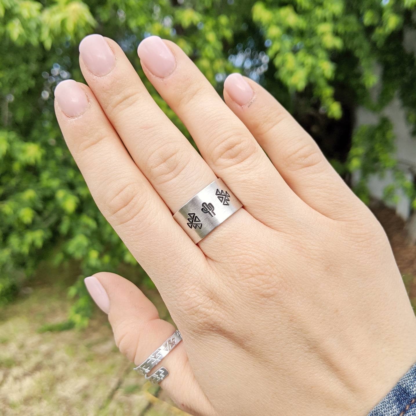 Wide Aztec Cactus Ring