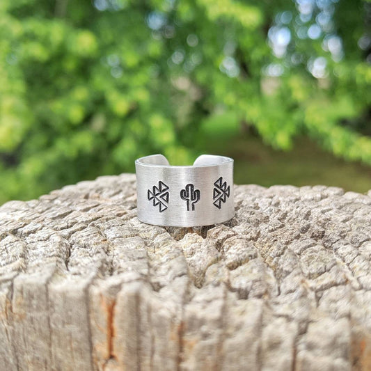 Wide Aztec Cactus Ring