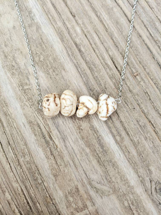 White Magnesite Nugget Bar Necklace