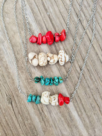 White Magnesite Nugget Bar Necklace