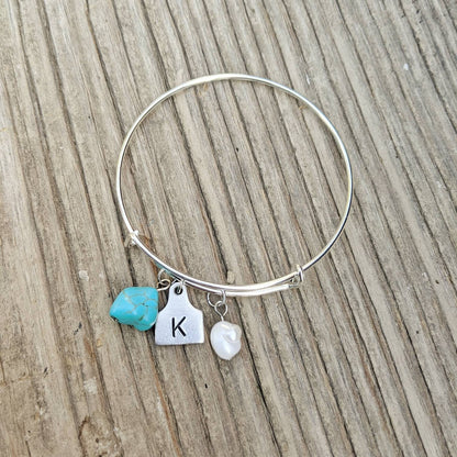 Initial Cattle Ear Tag Bracelet