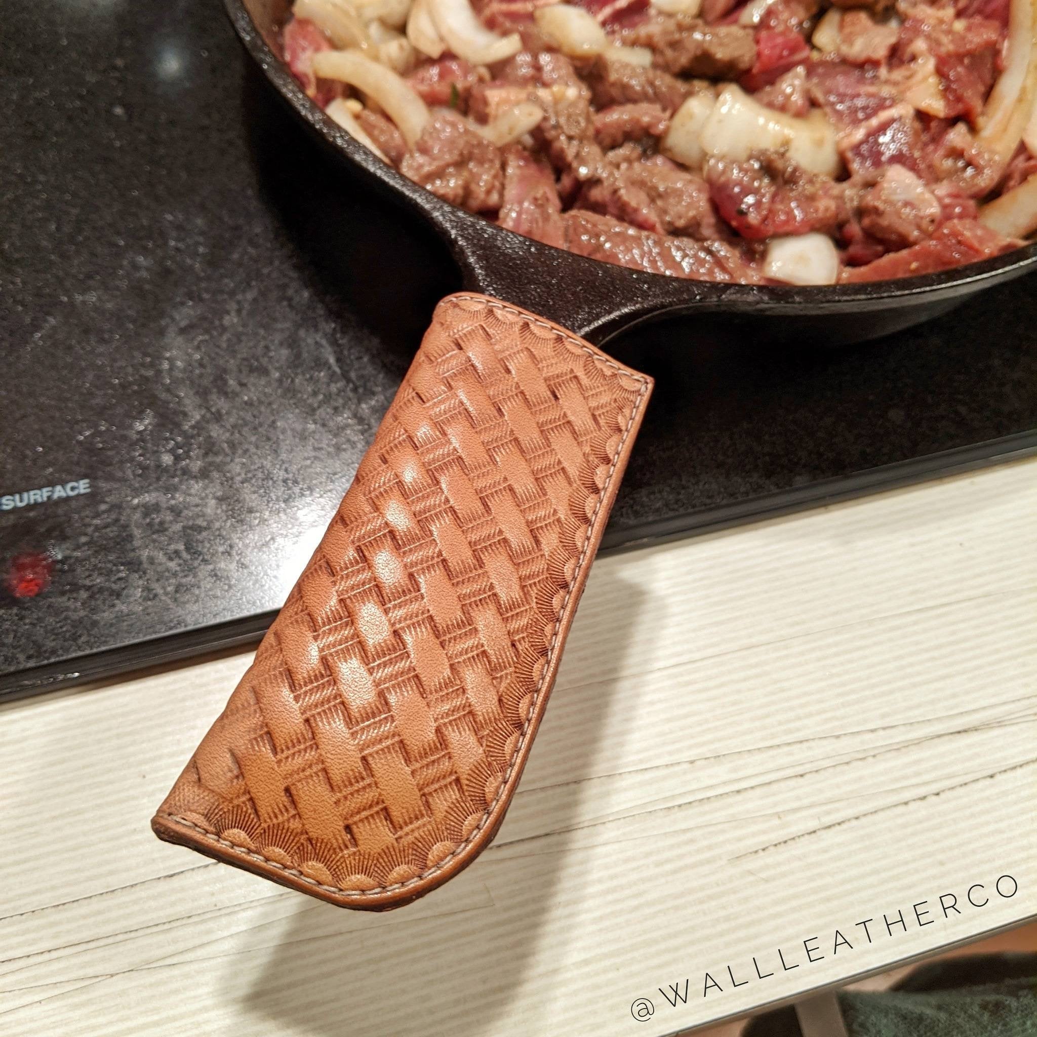 Basket Weave Cast Iron Pan Handle Cover – Wall Leather Co.