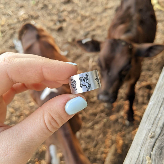 Rodeo Cowboy Cactus Wide Ring