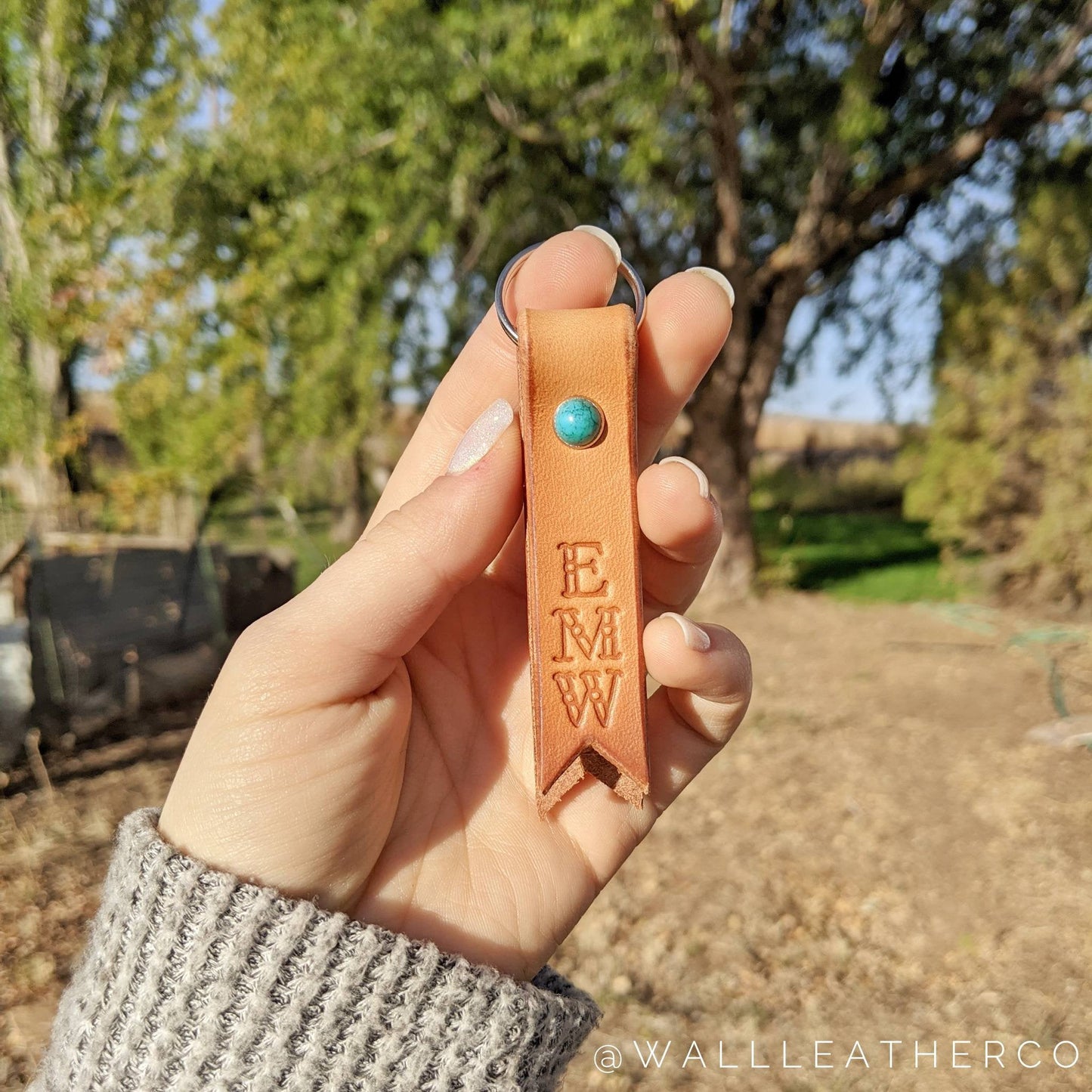 Customized Monogram Leather Keychain
