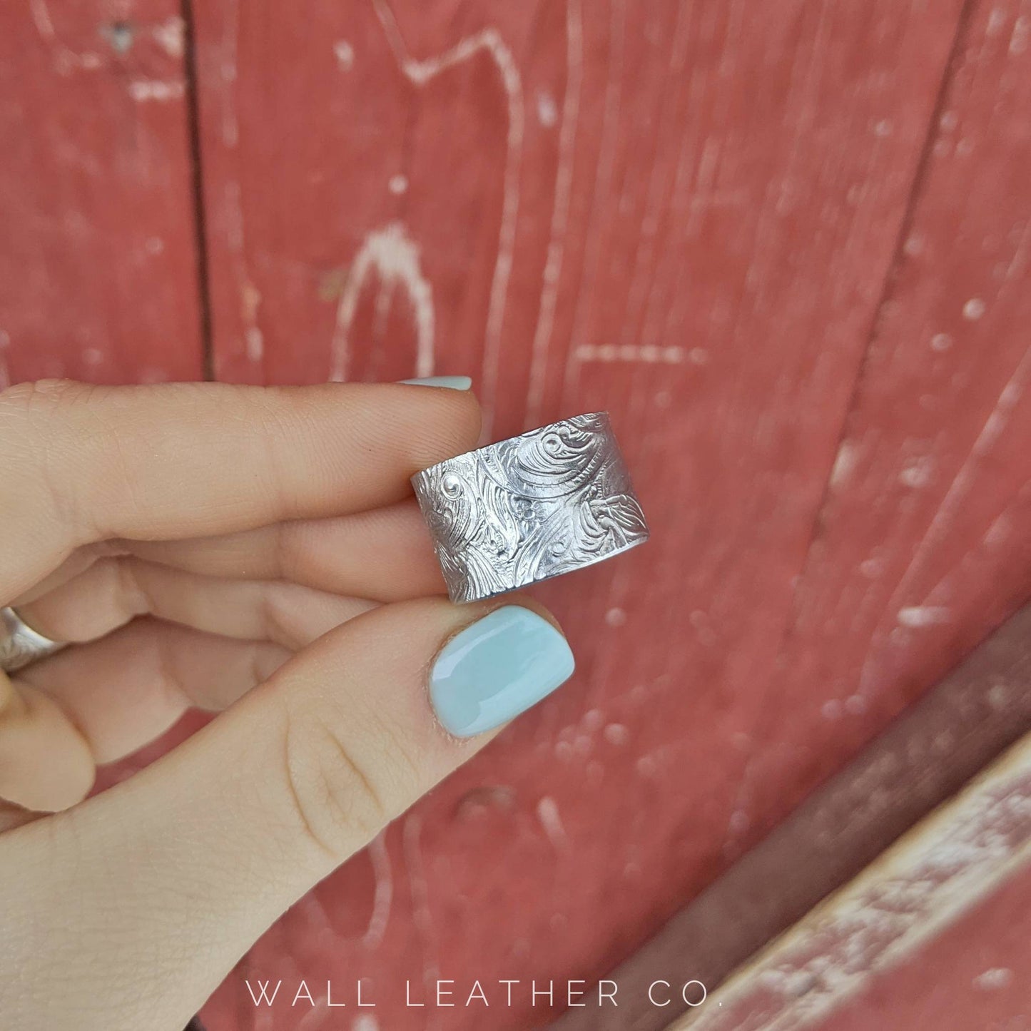 Wide Paisley Floral Print Western Ring - Country & Western Style