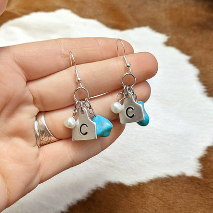 Initial Cattle Ear Tag Earrings