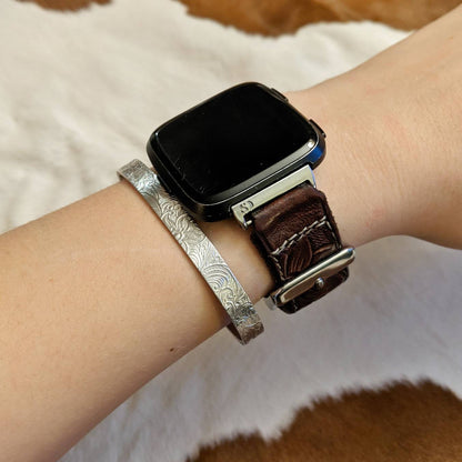 Paisley Floral Print Silver Bracelet