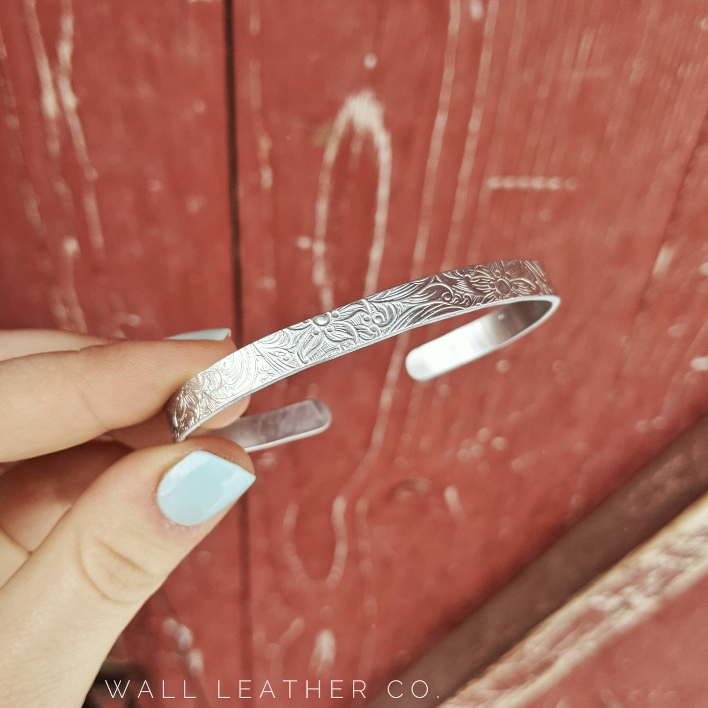 Paisley Floral Print Silver Bracelet