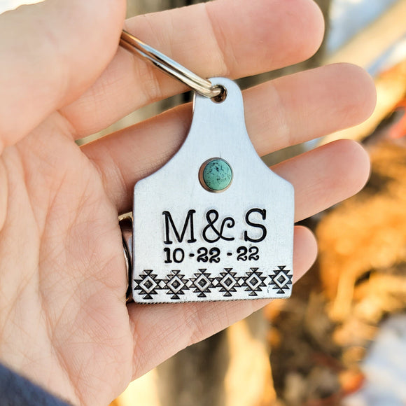 Handmade Leather Ear Tag Key Chains Personalized With Your 